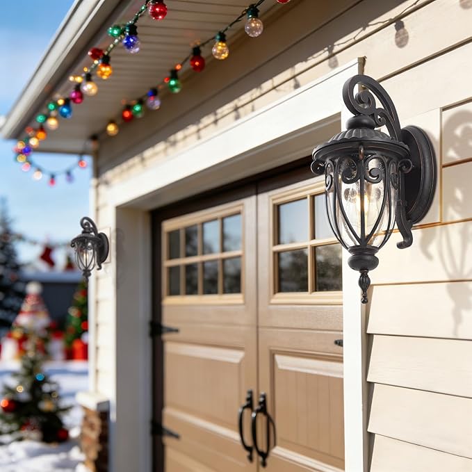 18 Inch Outdoor Porch Light with Wall Mount, Antique Bronze Exterior Wall Sconce Lantern for Garage, Vintage Outer | Lumora