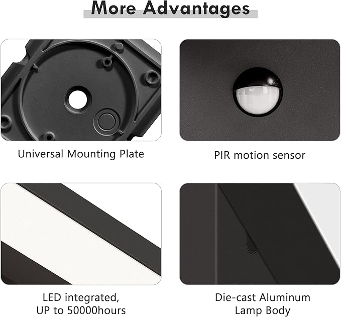 Motion Sensor Outdoor Rotatable Wall Light Exterior LED Lights Fixtures Aluminum Wired Porch Lamps Adjustable | Lumora