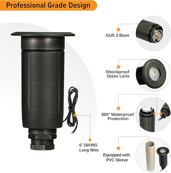 Gardenreet Brass Well Light Low Voltage, IP65 Drive-Over Flush In Ground Landscape Lights for Concrete Driveway and | Lumora