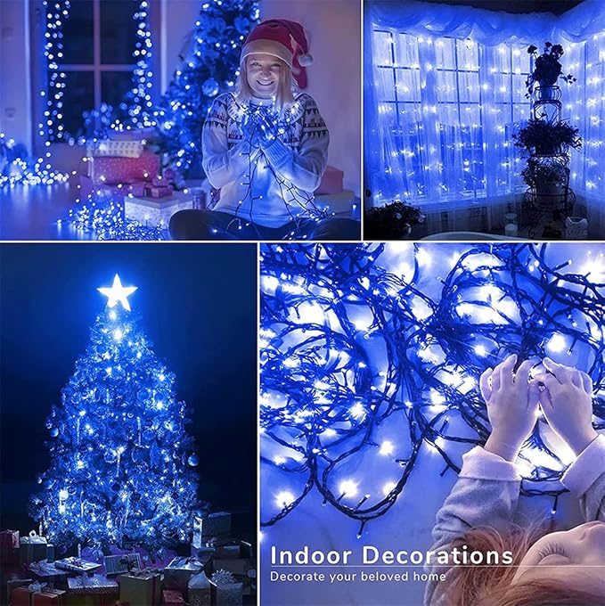 105FT 300LEDs Christmas Lights Outdoor Indoor 8 Modes for Christmas Tree Party Decoration, 100% UL Listed (Blue | Lumora