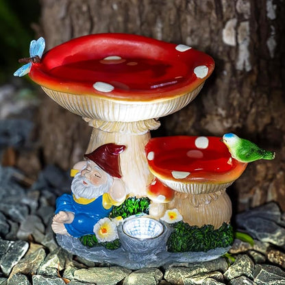 Solar Gnome Statues Figurine Lights - Garden Lighting Outdoor Decorations, Gnome Sleeping Under Mushroom, Yard Art Lawn Ornaments for Porch Patio Balcony - Gnome Gifts for Women Mom