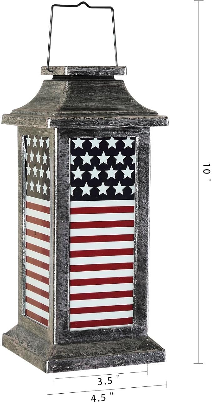Garden Decorative Solar Lanterns Outdoor Waterproof Hanging Lamp,American Flag Independence Day National Day