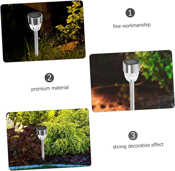 2-Pack Stainless Steel Solar Garden Light Waterproof Ground Insert Outdoor Lamp for Courtyards Decorative Solar Powered Light for Gardens