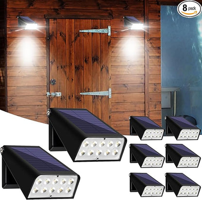 Solar Lights Outdoor with Lights Reflector&2 Lighting Modes, Solar Security Spot Lights 90° Adjustable, IP65 Waterproof Solar Powered Wall Lights for Garden/Patio/Yard/Deck/Pool Area, 8-Pack