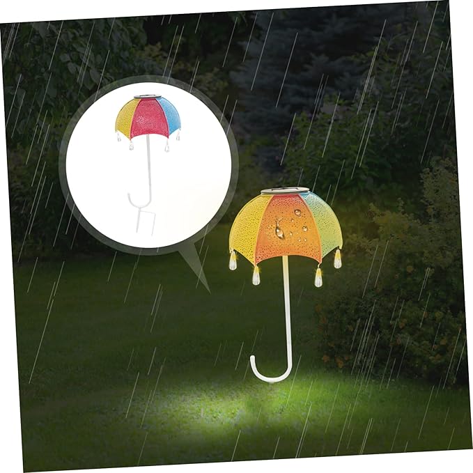Solar Pathway Lights Outdoor Iron Umbrella Garden Stake Lights Decorative Hollow Projection Landscape Lighting for Courtyard and Pathway