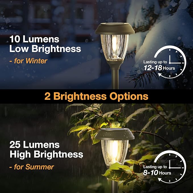 XMCOSY+ Solar Pathway Lights Dimmable - 4 Pack Outdoor Garden | 6 Pack Solar Pathway Lights Waterproof