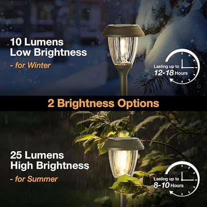 XMCOSY+ Solar Pathway Lights Dimmable - 4 Pack Outdoor Garden | 6 Pack Solar Pathway Lights Waterproof