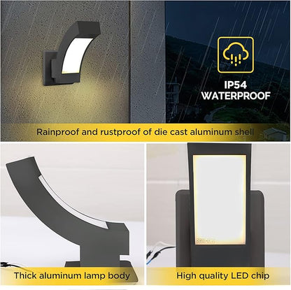 Outdoor Wall Lights 2 Pack Porch Light Exterior Wall Mount Lamp Fixture 600LM Modern Front Door Lighting for House Garage IP54 Waterproof