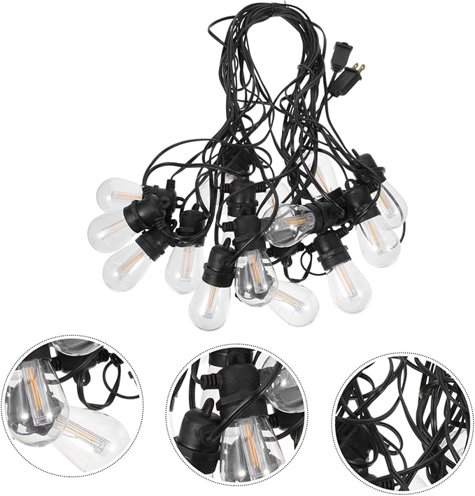 Angoily 15M Outdoor LED String Lights with Shatterproof Bulbs Fairy Lights for Garden Camping and Party Decoration US Plug Cozy Atmosphere Lighting