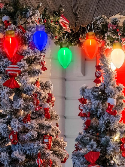 SUNSGNE Jumbo Christmas Lights, 16FT Large Christmas Lights with 10 Count 5'' LED Giant Multicolor Bulbs, C7 Big Bulb Vintage Christmas Light for Holiday Home Tree Roof Yard Garden Decor, Green Wire