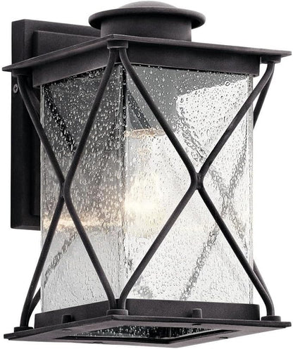 Kichler Argyle 10.25" 1 Light Outdoor Wall Light with Clear Seeded Glass in Weathered Zinc