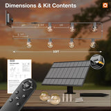 addlon 56FT(50+6) Solar String Lights Outdoor with 1FT Bulb Spacing, 50+2 Commercial G40 LED Bulbs, Solar & USB | Lumora