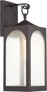 Possini Euro Design Tyne Modern Outdoor Wall Light Fixture Bronze Steel Lantern 20 1/2" Clear Seedy Glass Panels | Lumora