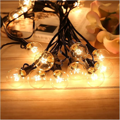 Outdoor String Lights Mains Powered Festoon Lighting 25FT G40 IP44 for Indoor & Outdoor Backyard Patio Cafe Garden Party Decoration Warm White Tomshine