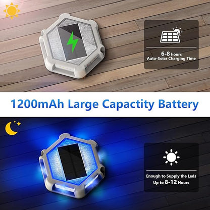 T-SUN Solar Driveway Lights Outdoor 12 Pack, Waterproof Deck Lights LED Blue Driveway Marker Light for Step Garden Sidewalk Stair Ground Pathway