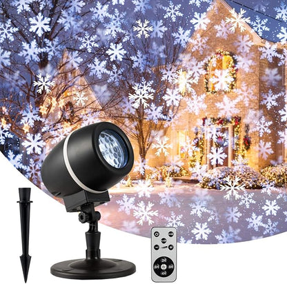 Tangkula Christmas Snowflake LED Projector Lights, Rotating Snowfall Projection with Remote Control, Outdoor Landscape Decorative Lighting for Christmas, Holiday, Party, Wedding, Garden, Patio