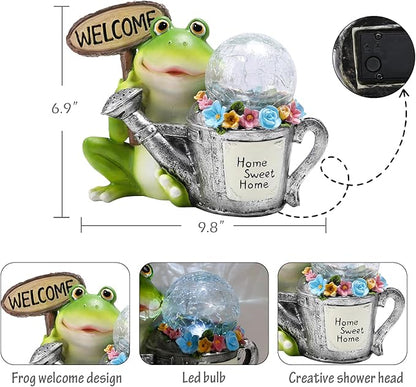Bshine Frog Solar Lights Outdoor Garden - Waterproof Frog Statue Decoration for Patio, Path, Pathway Sculpture Yard Art, Lawn Ornaments Gift for Mom, Home Decor Valentine's Day Gift