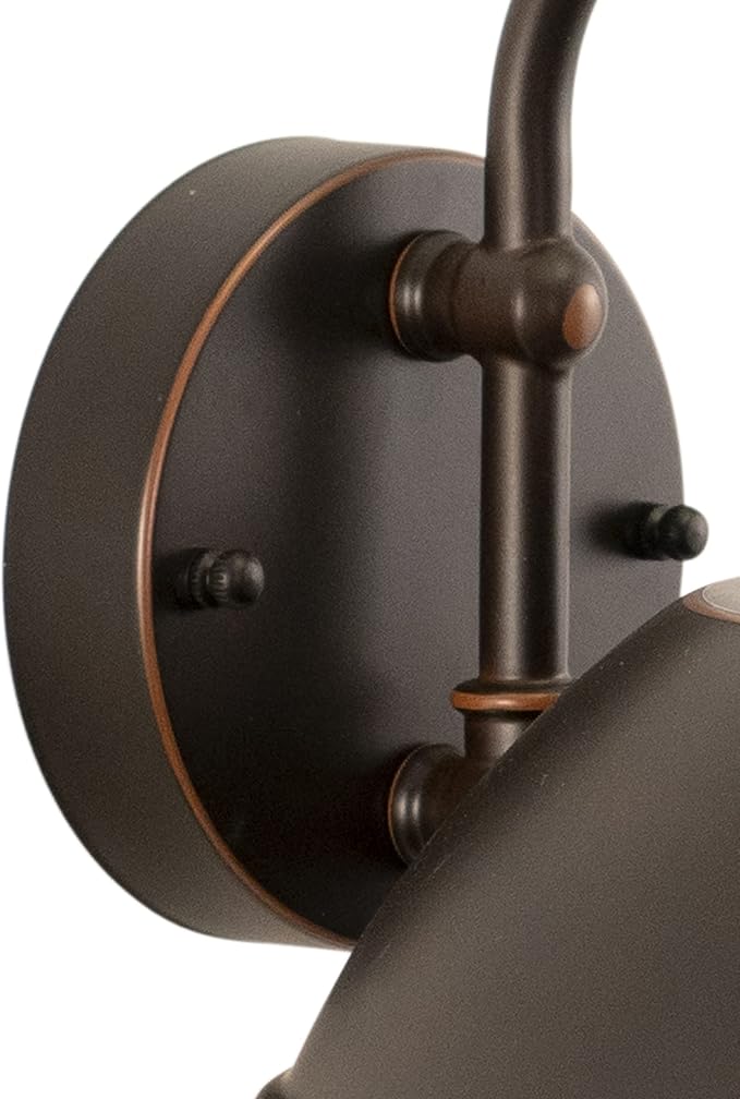 VAXCEL Harwich 10.25 in. H 1-Light Burnished Bronze Coastal Outdoor Wall Sconce Made of Durable Steel, Clear Seeded Glass Shade, LED Compatible, Use for Exterior Porch Patio Front Door or Garage