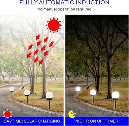 Solar Pathway Lights, Round Ball Outdoor Garden Lamps, 2/4/6/8Pcs Waterproof Landscape Lighting for Yard & Lawn(Warm White,2 PCS)
