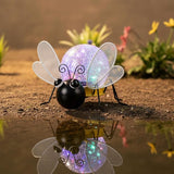 Solar Lights Outdoor Bee Decor with Crackle Glass Globe Lights - Cute Metal Bee Decor for - Garden Figurine Light | Lumora