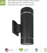 ASD 2 Light Outdoor Wall Light Fixture | 120W E26 Bulb Socket 120V ETL Cylinder Up Down Lights | | Lumora