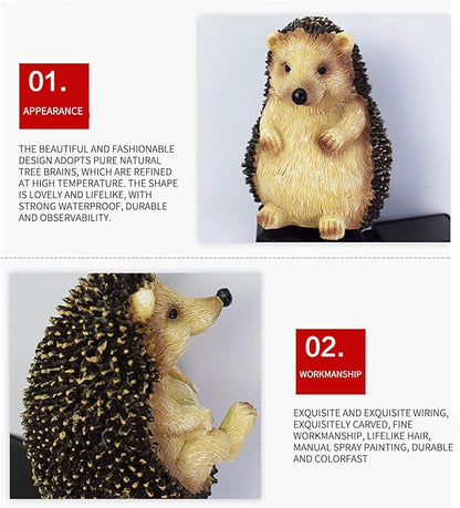 Resin Garden Statues Cute Hedgehog, Statues Outdoor with Solar Lights, Solar Garden Sculptures, Funny Animal Garden Decor, Housewarming Gifts, Lights for Patio Yard, Balcony Decorations (B)