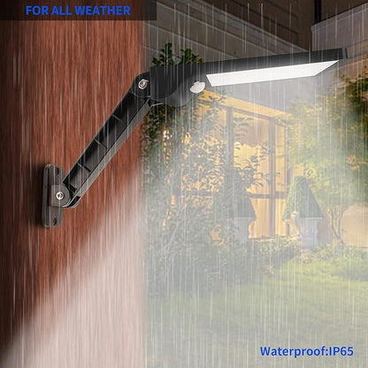 Aqonsie 56LED Solar Flood Light, Outside Security Motion Sensor Lights with Remote, 3 Lighting Modes with Remote for Backyard Gutter Garage Shed 2 Pack