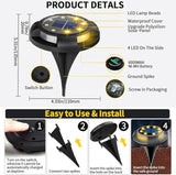Solar Ground Lights Outdoor Waterproof, 8 Pack 12 LEDs Solar Garden Disk Lights Landscape Lighting for Outside | Lumora