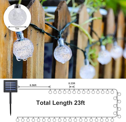 Solar Powered Crystal Ball Lights - 8 Modes, 7M/24Ft, 50 LED, Waterproof for Outdoor Patio, Garden, Yard & Wedding Decoration (Multi-color)