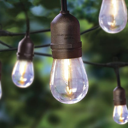 24-FT Waterproof LED String Lights -12 Hanging Sockets - Decorative Accent Light - Garden, Patio, Porch, Backyard, Yard, Cafe, Party, Christmas