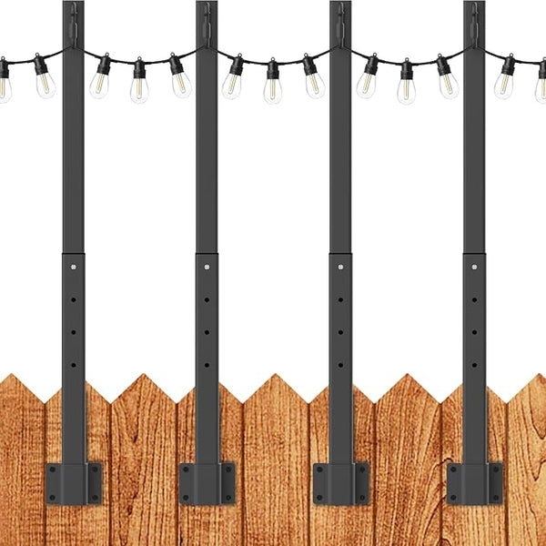 LETIANPAI 2.8Ft String Light Poles 4 Pack,Light Poles for Outside Lights,Outdoor with Fence Brackets Hanging | Lumora