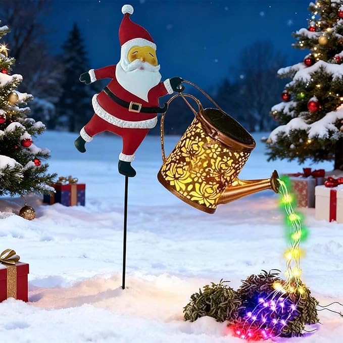 Christmas Santa Solar Kettle Lights Garden Lawn Decorative Lights, Santa Claus Ground Lamp Yard Decoration,Lamp Solar LED Night Light Outdoor Gardens Decor for Christmas Decorations
