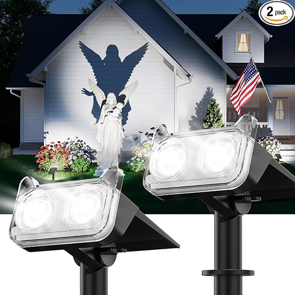 LETMY Solar Spot Lights Outdoor Waterproof with Bigger LED, Auto ON/Off 135°Adjustable Solar Lights Outdoor, 2-in-1 | Lumora