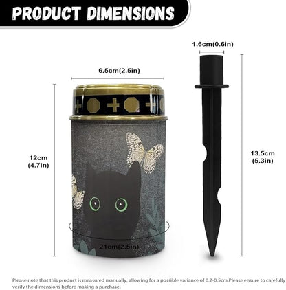 HUGS IDEA Black Cat Solar Lights for Gravesites Butterfly Solar-Powered Grave Lights Waterproof ABS Gothic Memorial Decor Outdoor Cemetery Lighting for Gardens