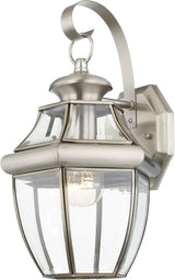 Livex Lighting 2151-91 Monterey 1 Light Outdoor Brushed Nickel Finish Solid Brass Wall Lantern with Clear Beveled | Lumora