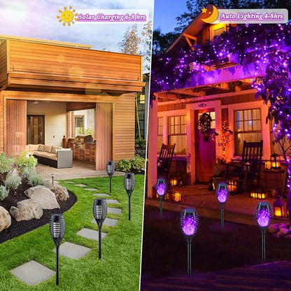 KYEKIO 8Pack Solar Lights Outdoor Waterproof, Solar Torch Lights with Flickering Flame for Outdoor Decorations, Landscape Pathway Lights for Yard Garden Pathway