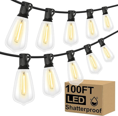 Brightever 100FT ST38 Outdoor String Lights with 60FT S14 LED String Lights