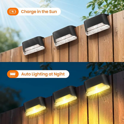 Solar Deck Lights, 8 Pack LED Waterproof Outdoor Lights for Stairs, Steps, Fence, Railing, Pathway (8)