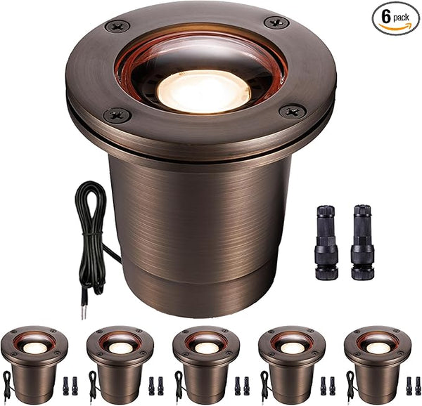Gardenreet Brass Low Voltage Inground Landscape Lights - IP67 12V LED Well Light, Electric Outdoor Lighting | Lumora