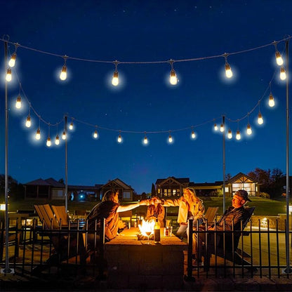 2 Pack 9 FT Heavy Duty String Light Poles,for Hard Concrete Ground,Wood Deck Railing