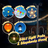 10FT String Light Poles, 1.5 Inch Heavy Duty Poles for Outdoor String Lights with Shepherd Hook, 2 in 1 Light Pole | Lumora