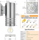 Outdoor Wall Lights, Exterior Dusk to Dawn Sensor Wall Lanterns, Stainless Steel Front Door Lights with E26 Base | Lumora