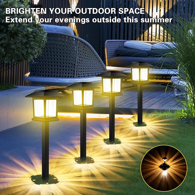 Solar Garden Lights Outdoor Waterproof，4Pcs Solar Lights Outdoor，Solar Lamps Used for Decorating Courtyards, Balconies, Terraces and Lawns