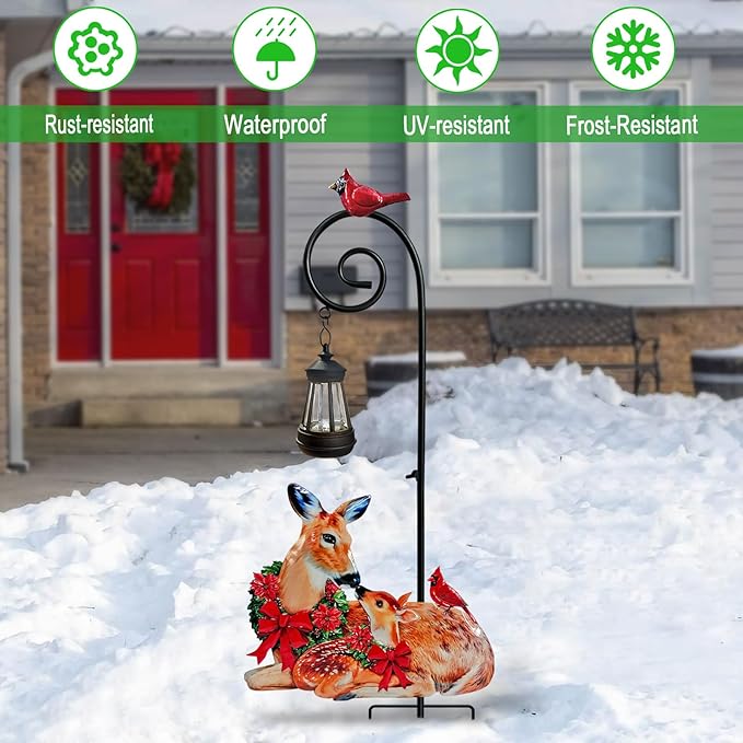 Deer Metal Garden Stake with Solar Light, Christmas Decorations Outdoor Waterproof Sloar Lights Outside, Doe and | Lumora
