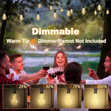 100FT LED Outdoor String Lights with 50+3 Shatterproof Bulbs(Gourd Shape), IP44 Waterproof, Commercial Grade Patio | Lumora