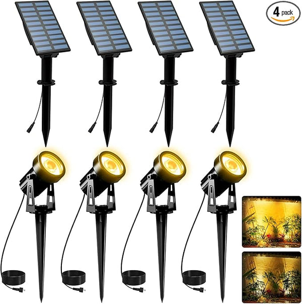 T-SUNUS Christmas Solar Landscape Spotlights 4 Pack Warm White 3000K, Spot Lights IP65 Waterproof Outdoor Separated | Lumora