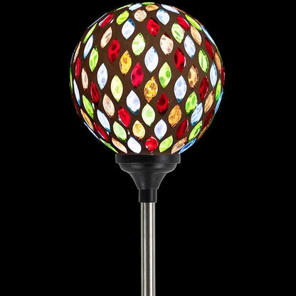 Northlight Mosaic Stained Glass Solar LED Pathway Markers 30" - Multicolor - Set of 2