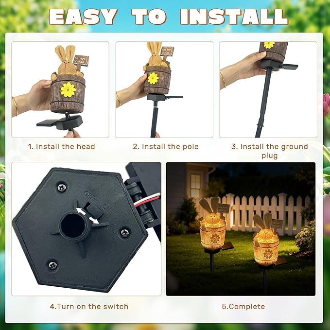 Solar Garden Bunny Lights Outdoor, Waterproof Solar Decorative Lights Outdoor Rabbit Bunny Statue Solars Garden Decorations Outside Solars Light for Yard Lawn Pathway Patio (You are Special)