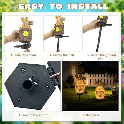 Solar Garden Bunny Lights Outdoor, Waterproof Solar Decorative Lights Outdoor Rabbit Bunny Statue Solars Garden Decorations Outside Solars Light for Yard Lawn Pathway Patio (You are Special)