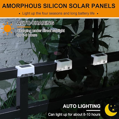 Geelin 32 Pcs Solar Deck Lights Outdoor, Waterproof LED Solar Step Fence Lights for Stairs, Step, Railing, Patio, Driveway, Garden, Pathway and Yard(White Shell Cool White Light)